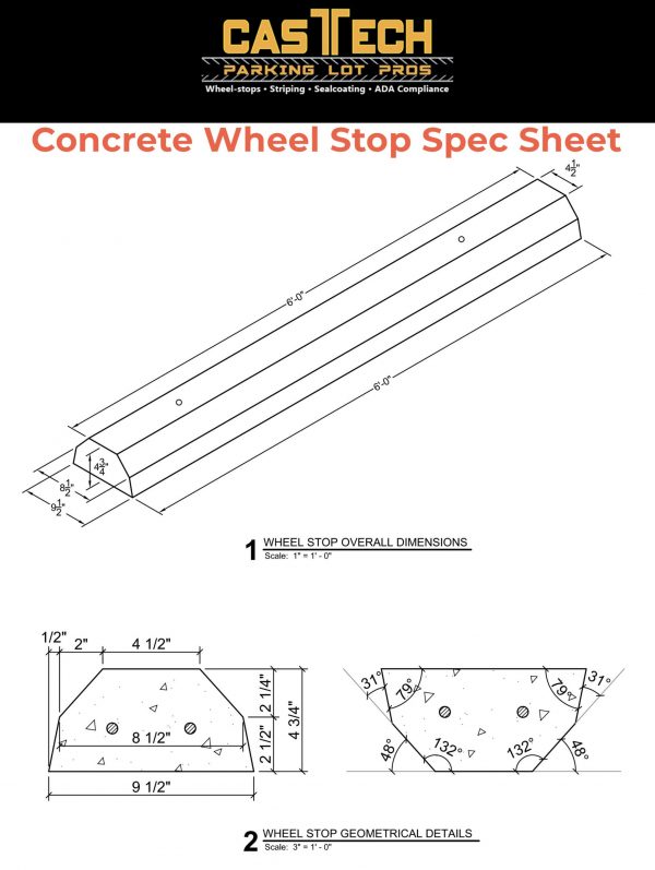 CasTech Concrete Wheel Stop/ Parking Block Specs