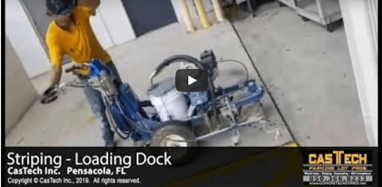 Screenshot of Striping Loading Dock video -parking lot maintenance, sealcoating, asphalt repair-