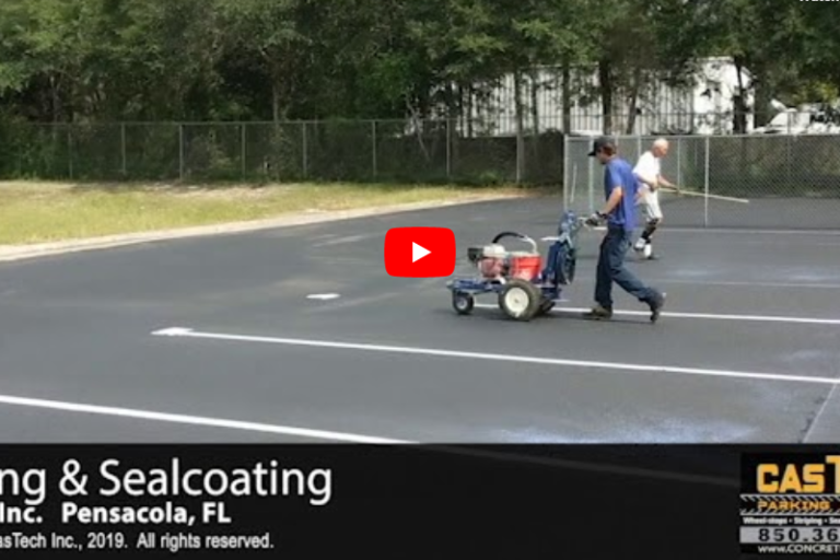 Striping and Sealcoating video -parking lot maintenance, sealcoating, asphalt repair-