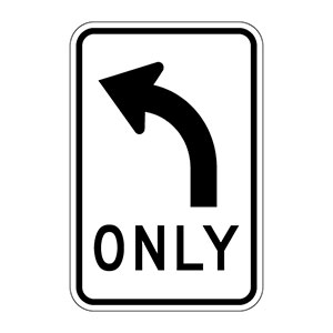 left turn only arrow sign