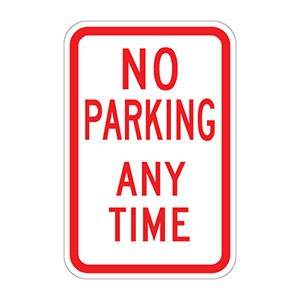 no parking any time sign