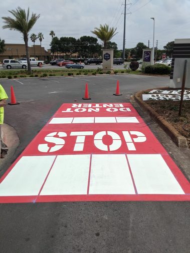 pensacola parking lot stencil do not enter drive thru