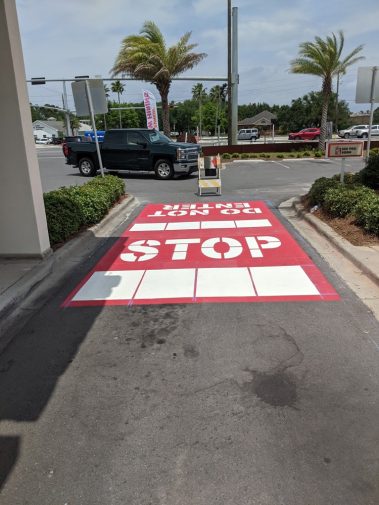 pensacola parking lot stencil do not enter drive thru