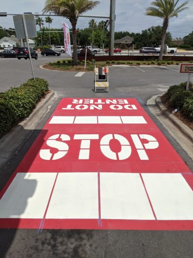 pensacola parking lot stencil do not enter drive thru