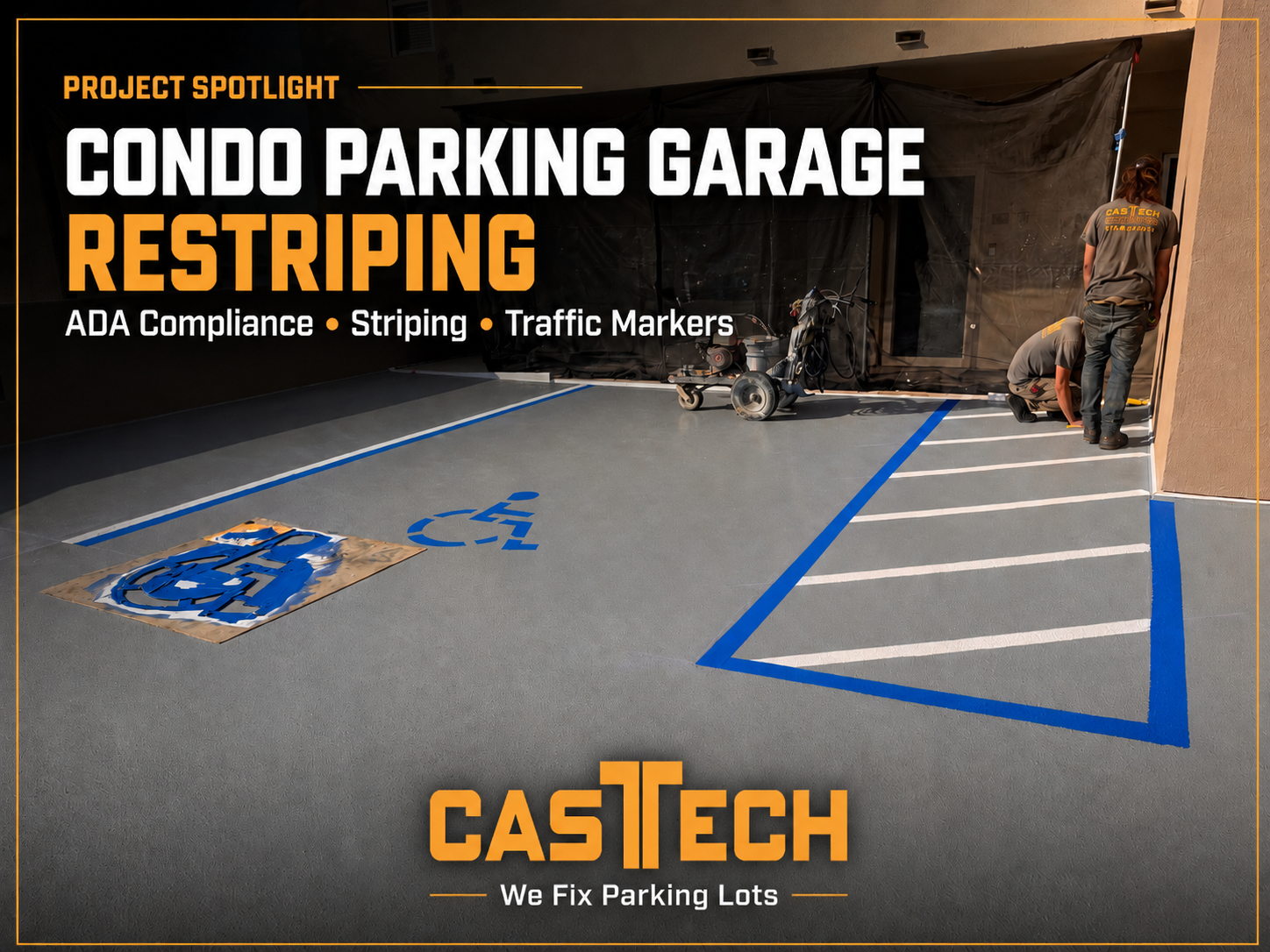CasTech Parking Lot Maintenance | Condo Parking Garage Restriping