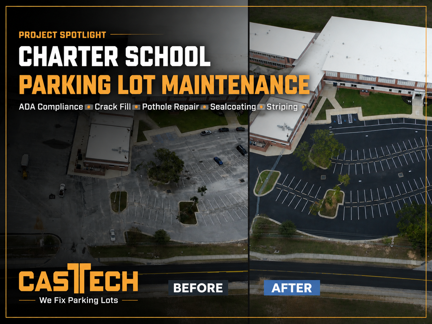 CasTech Parking Lot Maintenance | Charter School